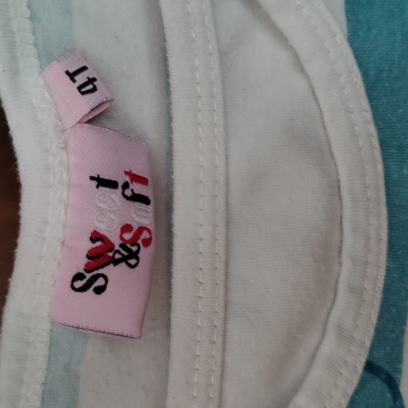 Sweet and Soft, 4T sequenced blue and white striped short sleeve shirt - Picture 3 of 5